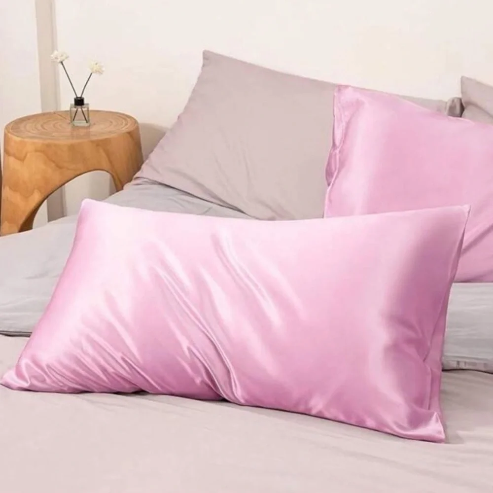 Pink Satin Queen Pillowcases Set of 2